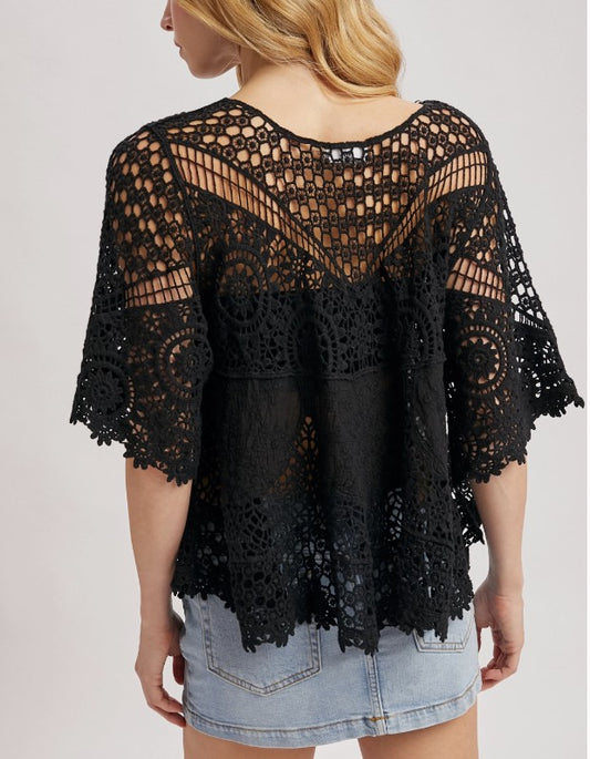 Callie Black Boho Top