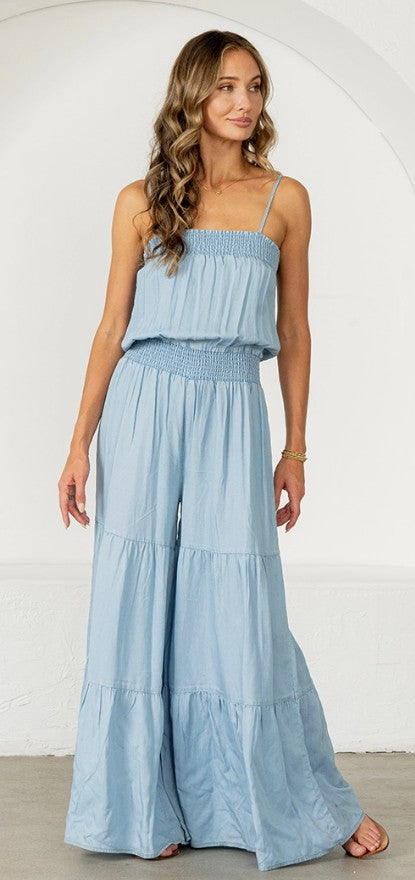 Ainsley Boho Denim Jumpsuit Sizes S-3X Available