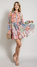Delaney Boho Floral LS Dress Sizes S-3X Available