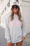 STATE Letter Print Mock Neck Pullover Sweatshirt | S-XL