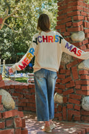 Rainbow Graphic Lettering Oversized Knit Sweater