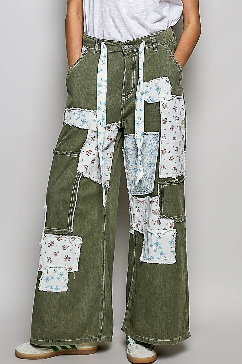 Patchwork Straight Leg Denim