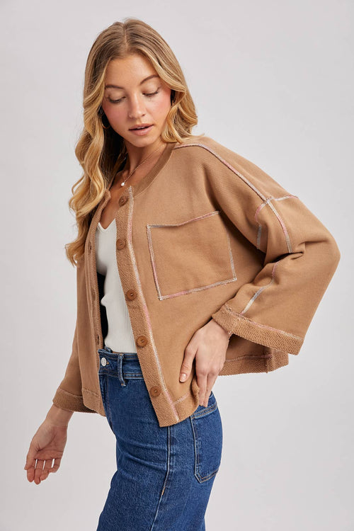BUTTON DOWN BOXY KNIT CARDIGAN