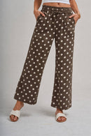Polka Dot Drawstring Wide Leg Pants