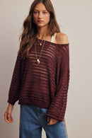Open-Knit Stripe Sweater Top FSW0056