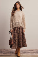 Open-Knit Stripe Sweater Top FSW0056