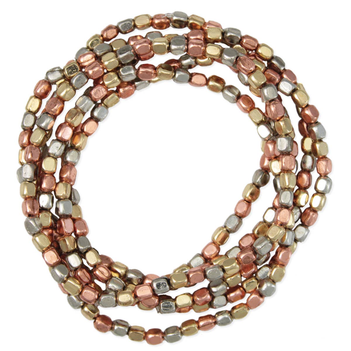 Multi Metals Bead Stretch Bracelet Set