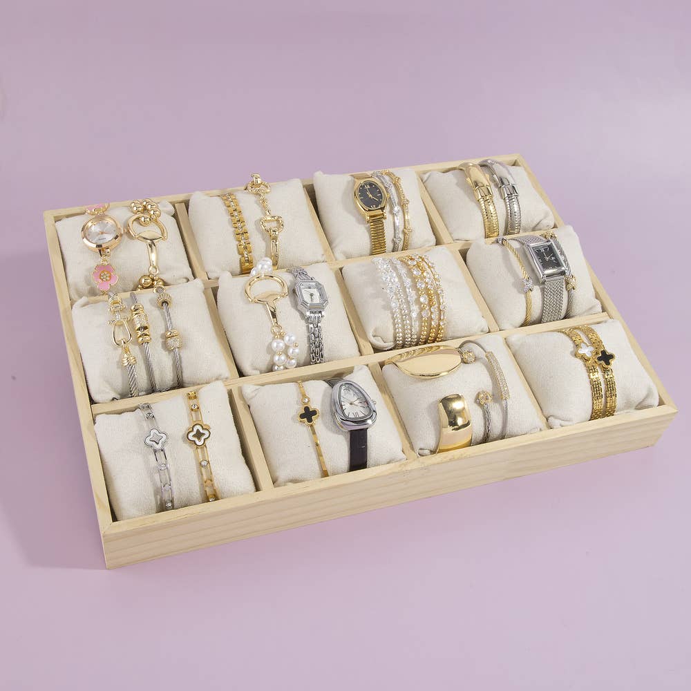 Wooden Twelve Slot Bracelet Display Case