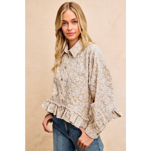 Floral Ruffled Hem Shirt Top