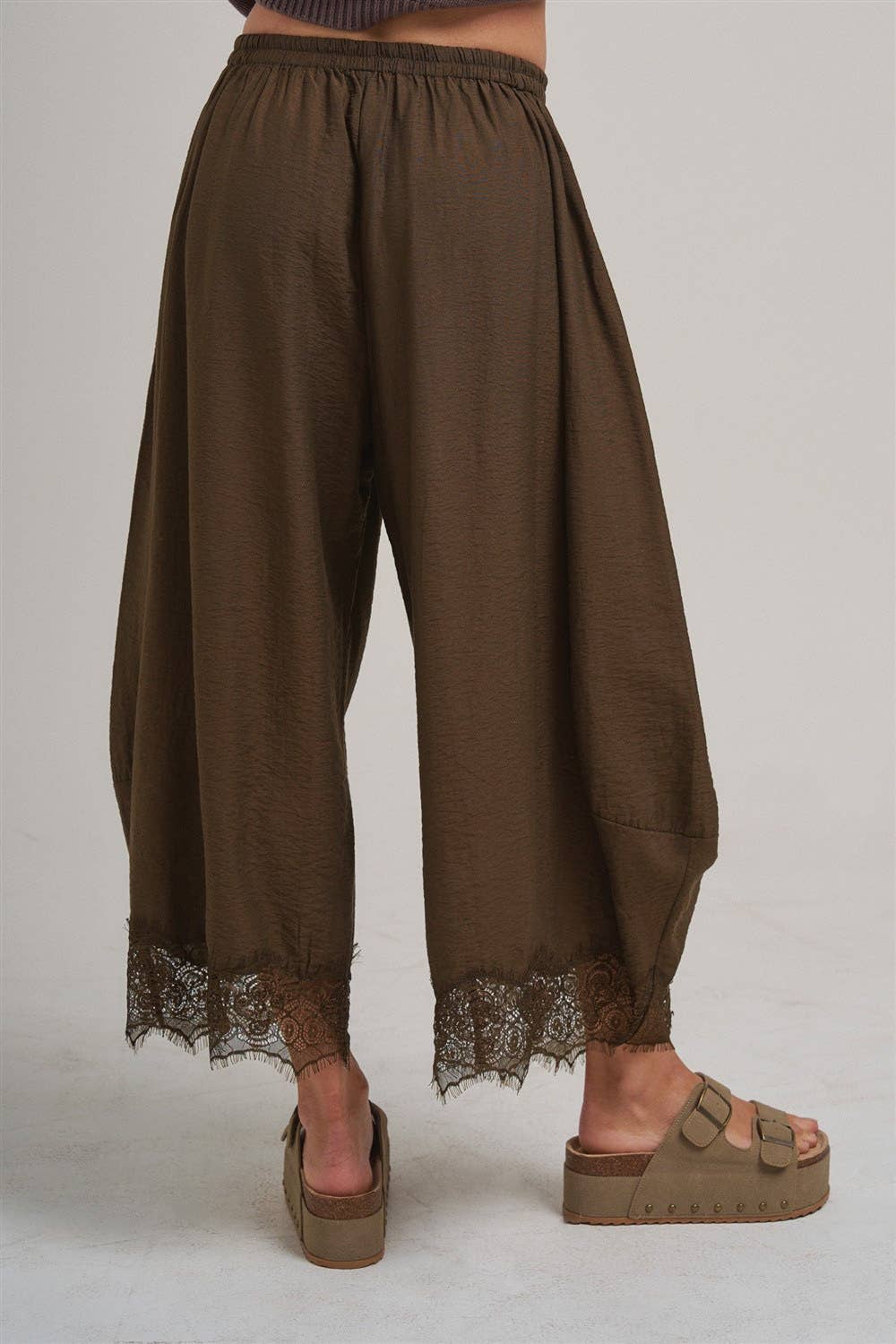 Lace Trim Balloon Leg Pants
