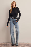 Stretch Ribbed Mock Neck Top FT0063