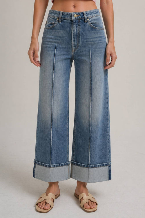 Front Seam Wide Leg Jeans