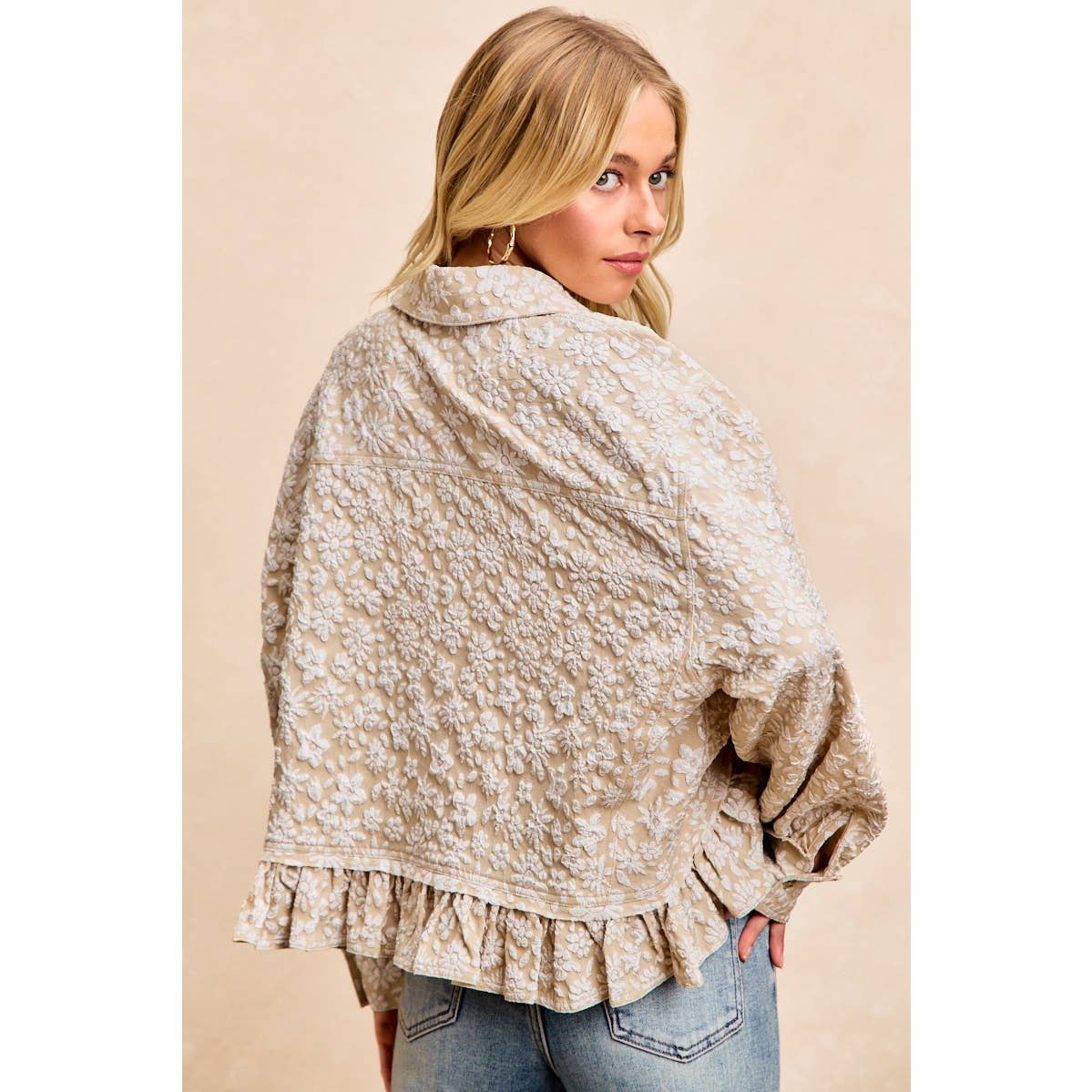 Floral Ruffled Hem Shirt Top