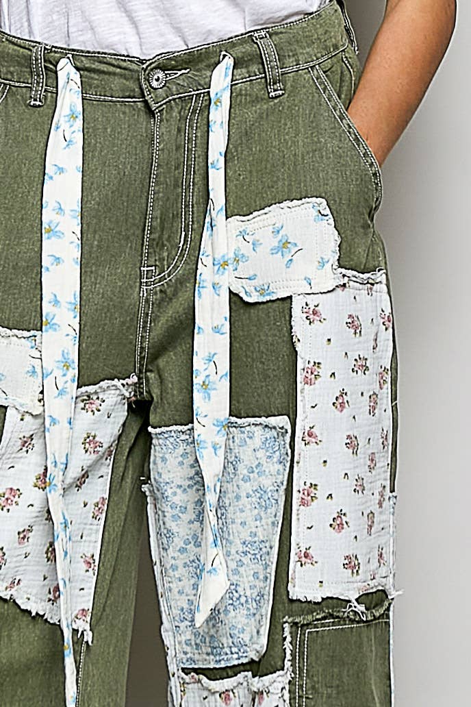 Patchwork Straight Leg Denim