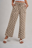 Polka Dot Drawstring Wide Leg Pants