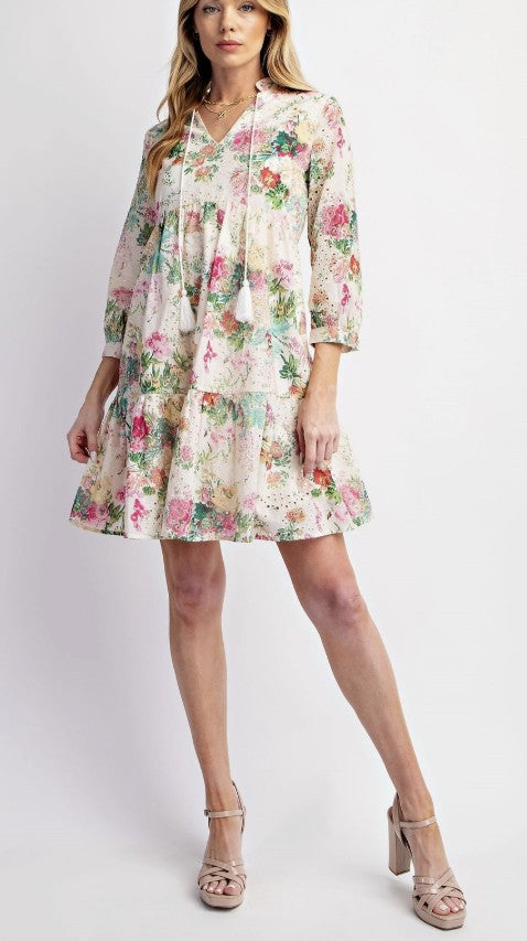 Francis Floral Eyelet Mini Dress - Extended Sizes