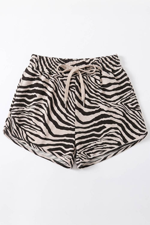 IP5425-2AZEBRA | Zebra-Patterned Drawstring Dolphin Shorts