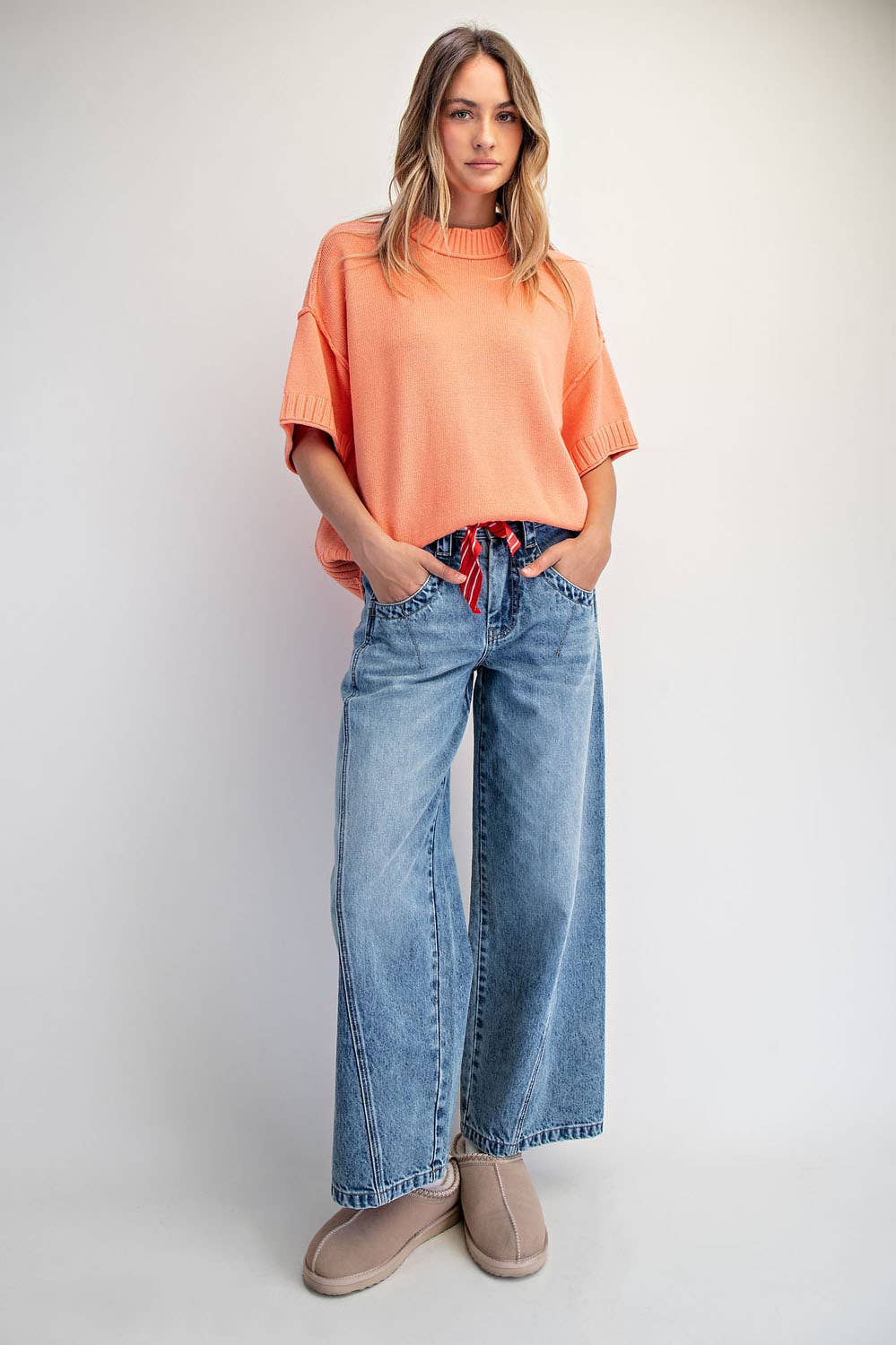 PM3770 - OVERSIZED CREWNECK SHORT SLEEVE SWEATER