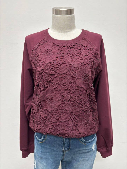 French terry flower patch pullover 8045