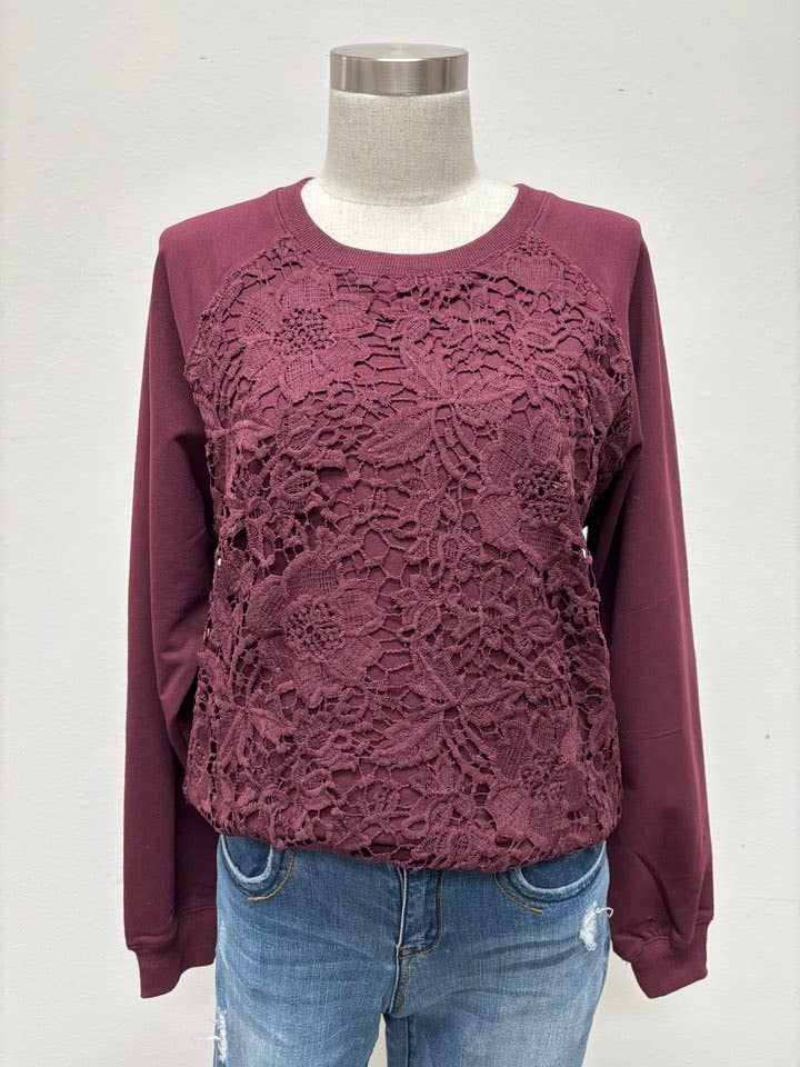French terry flower patch pullover 8045