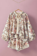Embroidered Boho Paisley Blouse Top