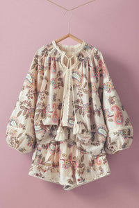 Embroidered Boho Paisley Blouse Top
