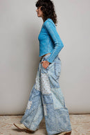 Patchwork Straight Leg Denim