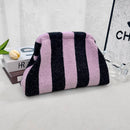 Compact Urban Chic Stripe Design Clutch Bag Makeup Pouch