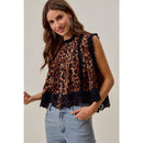 Leopard Pleated Sleeveless Blouse