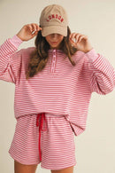 Soft Brushed Pin Stripe Knit Pullover N Shorts