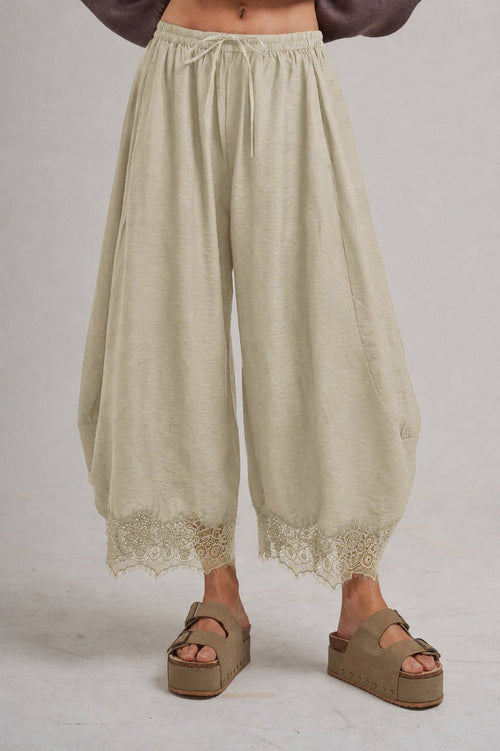 Lace Trim Balloon Leg Pants