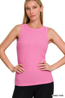 `Ribbed Round Neck Tank Top Zenana
