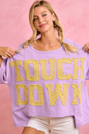 GAMEDAY THEME POLKA DOT PATCHES SHORT SLEEVES TOP
