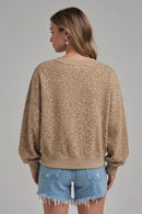 OVERSIZED LEOPARD SWEATSHIRT TOP WITH RIBBED BAND AND DART