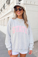 STATE Letter Print Mock Neck Pullover Sweatshirt | S-XL