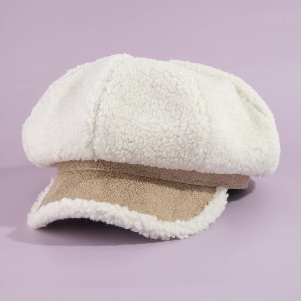 Sherpa Fleece Baker Boy Cap