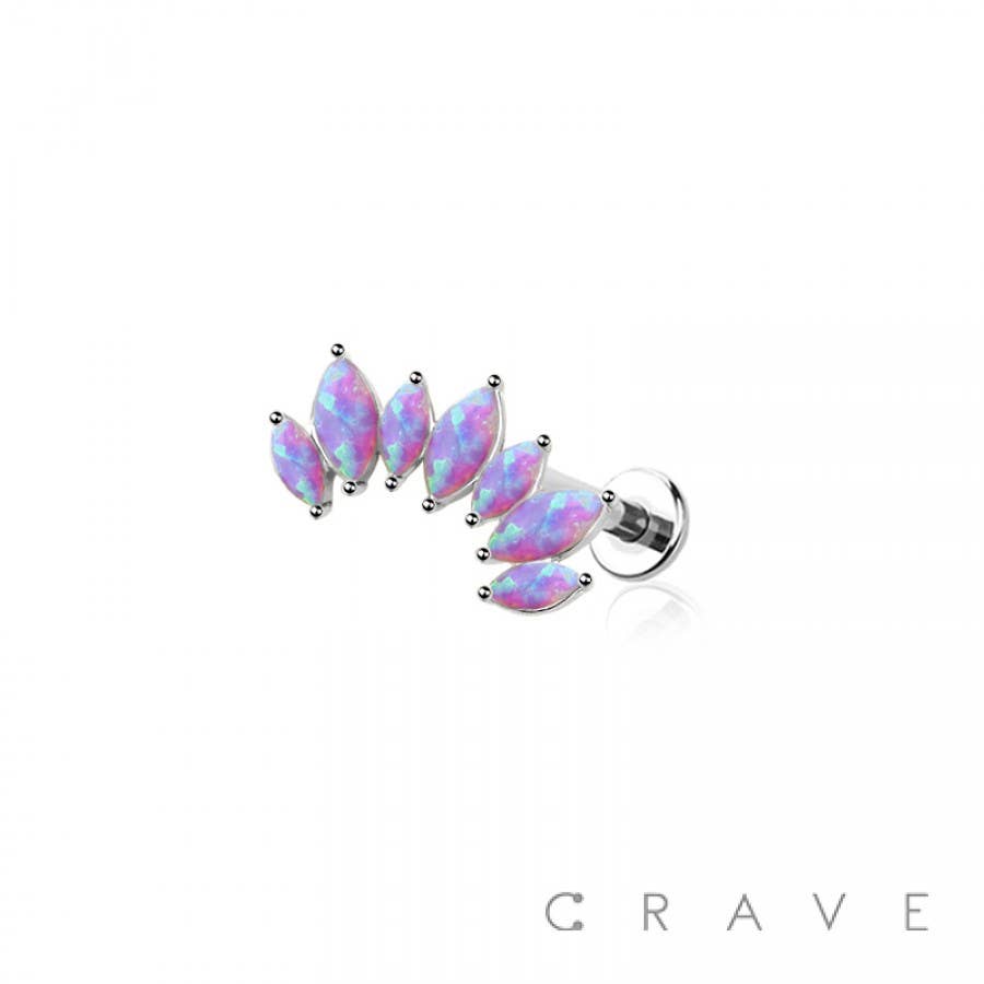 MULTI MARQUISE OPAL INTERNALLY THREADED 316L SURGICAL STEEL
