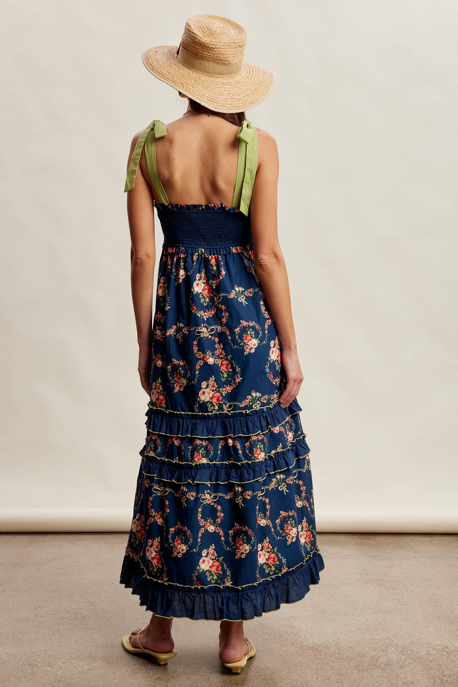 Floral Smocked Tiered Maxi Dress LD1636