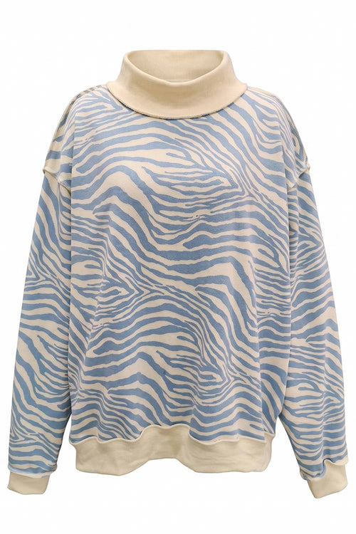 Zebra Mock Neck Sweatshirt