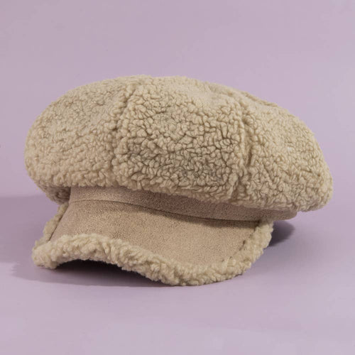 Sherpa Fleece Baker Boy Cap
