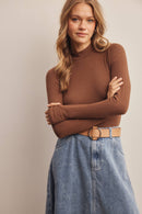 Stretch Ribbed Mock Neck Top FT0063