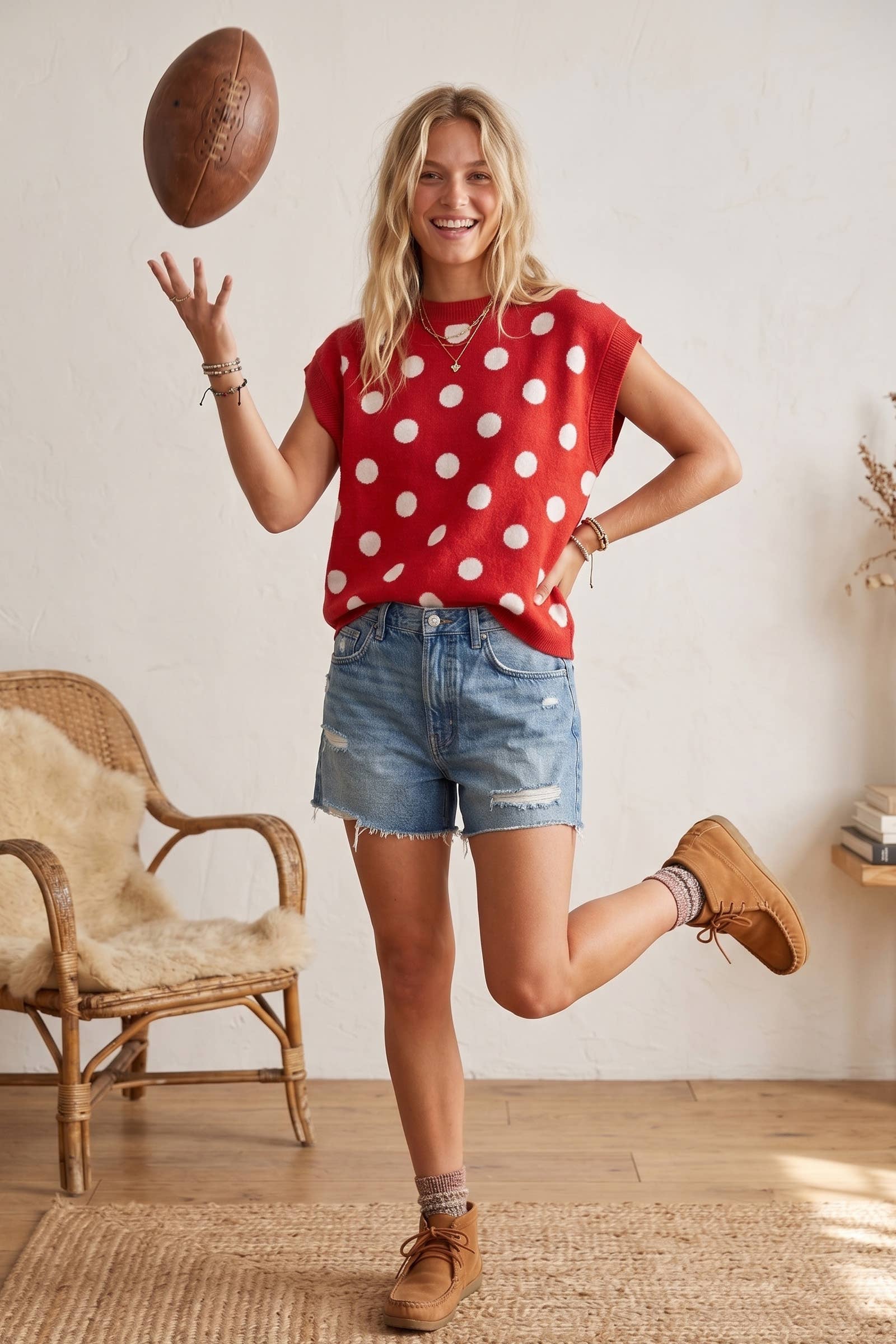 Gameday Polka Dot Sleeveless Knit Top