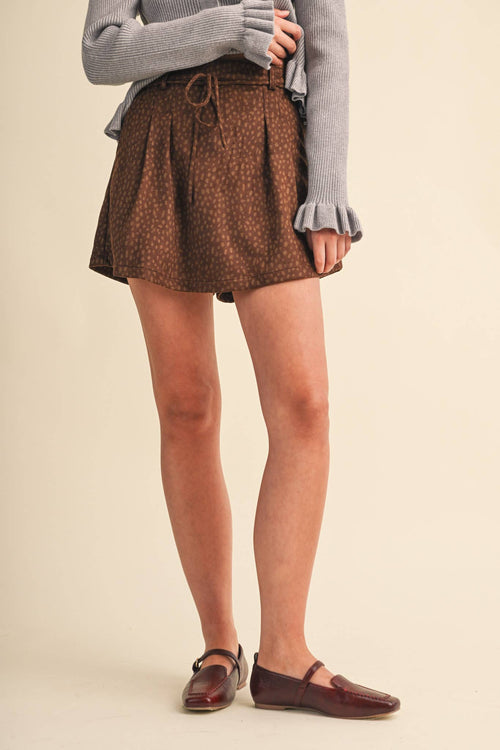 Fawn Print High Waist Skort