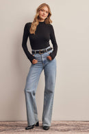 Stretch Ribbed Mock Neck Top FT0063