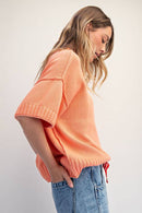 PM3770 - OVERSIZED CREWNECK SHORT SLEEVE SWEATER