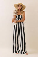 Vertical Stripe Wide Leg Jumpsuit