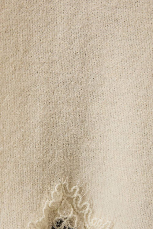 Lace Hem Button Front Knit Sweater Cardigan