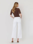 High Rise Raw Hem Crop Wide Leg Jeans