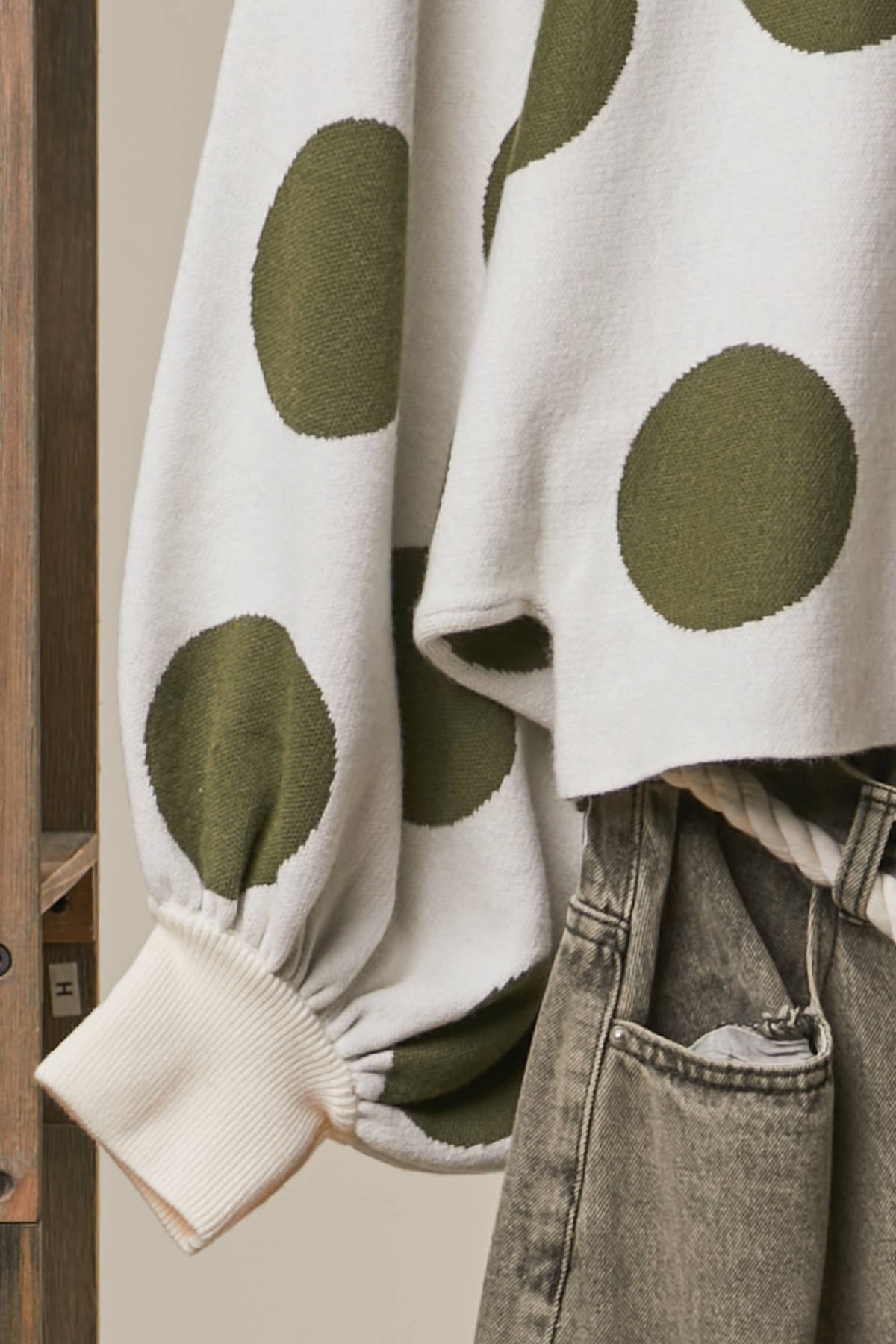 Oversized Polka Dot Knit Sweater