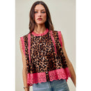 Leopard Pleated Sleeveless Blouse